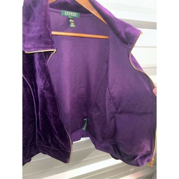 Purple Velvet Lauren Ralph Lauren Collection Full Zip Track Jacket - Picture 9 of 11